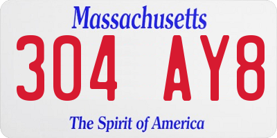 MA license plate 304AY8