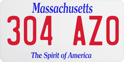 MA license plate 304AZ0