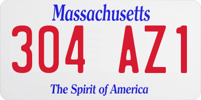 MA license plate 304AZ1