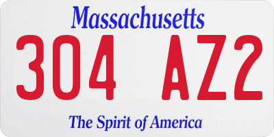 MA license plate 304AZ2