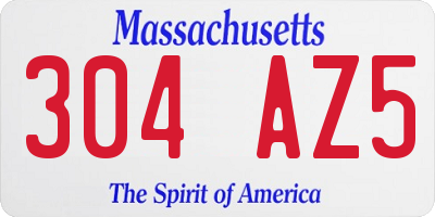 MA license plate 304AZ5