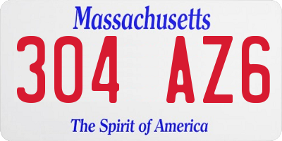 MA license plate 304AZ6