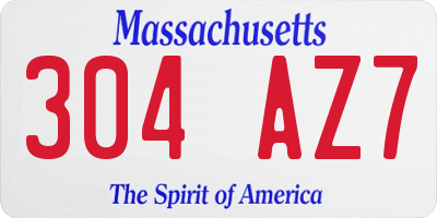 MA license plate 304AZ7
