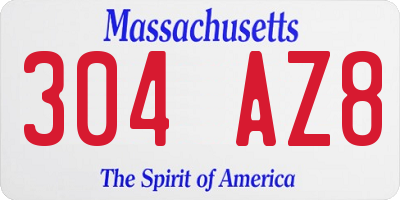 MA license plate 304AZ8