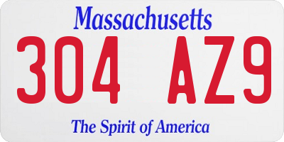 MA license plate 304AZ9