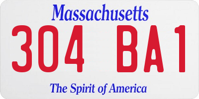 MA license plate 304BA1