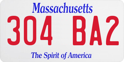 MA license plate 304BA2
