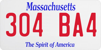 MA license plate 304BA4