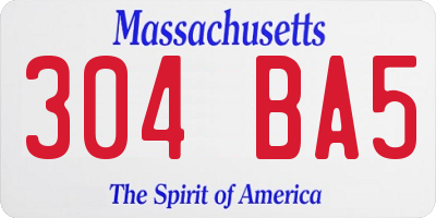 MA license plate 304BA5
