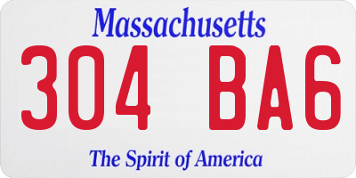 MA license plate 304BA6