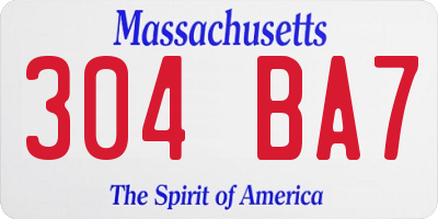 MA license plate 304BA7