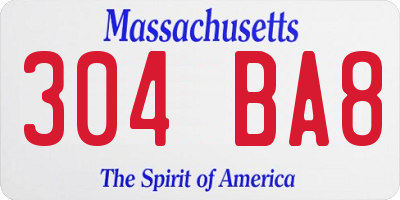 MA license plate 304BA8