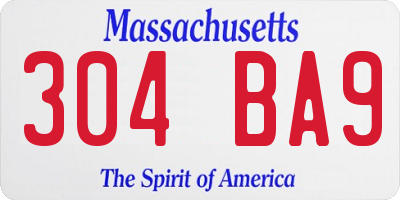 MA license plate 304BA9