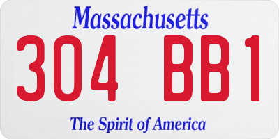 MA license plate 304BB1