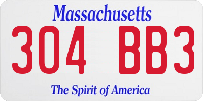 MA license plate 304BB3