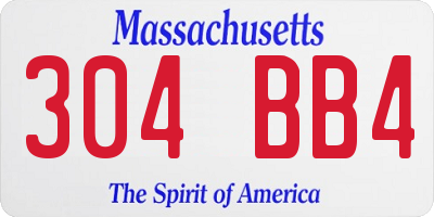 MA license plate 304BB4