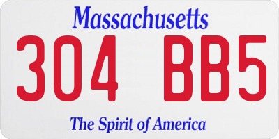 MA license plate 304BB5