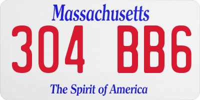 MA license plate 304BB6