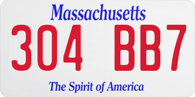 MA license plate 304BB7