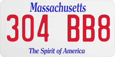 MA license plate 304BB8
