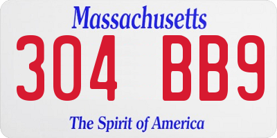 MA license plate 304BB9