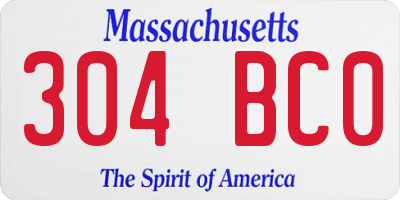 MA license plate 304BC0