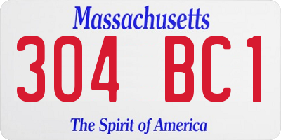 MA license plate 304BC1