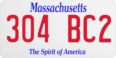 MA license plate 304BC2