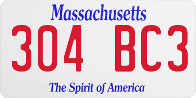 MA license plate 304BC3