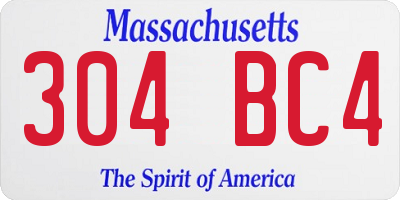 MA license plate 304BC4