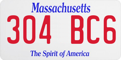 MA license plate 304BC6