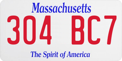 MA license plate 304BC7