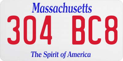 MA license plate 304BC8