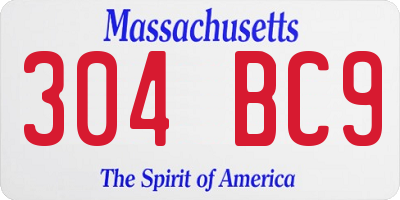 MA license plate 304BC9