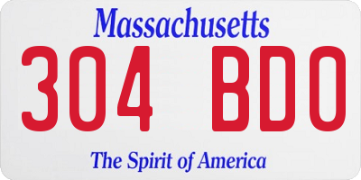 MA license plate 304BD0