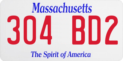 MA license plate 304BD2
