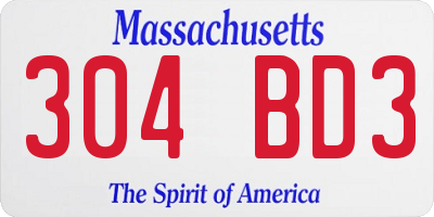 MA license plate 304BD3