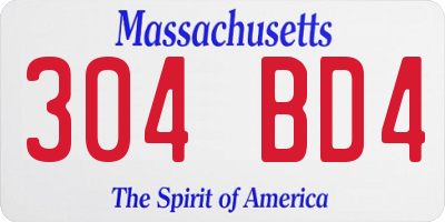 MA license plate 304BD4