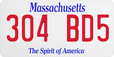 MA license plate 304BD5