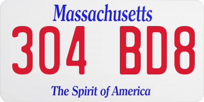 MA license plate 304BD8