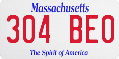 MA license plate 304BE0
