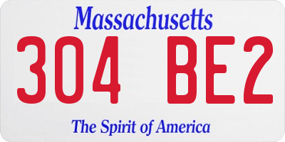 MA license plate 304BE2
