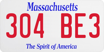 MA license plate 304BE3