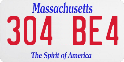 MA license plate 304BE4