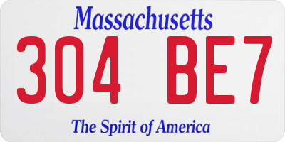 MA license plate 304BE7