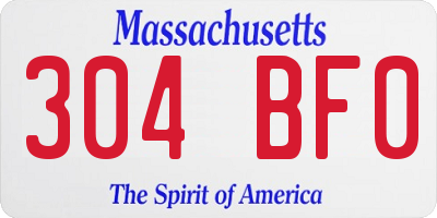 MA license plate 304BF0