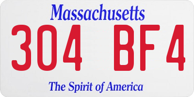 MA license plate 304BF4