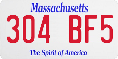 MA license plate 304BF5