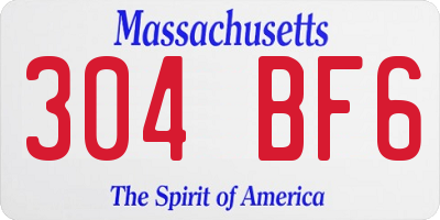 MA license plate 304BF6