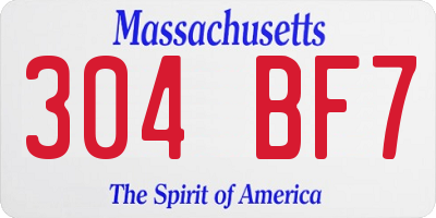 MA license plate 304BF7